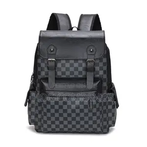 Checked Leather Backpack