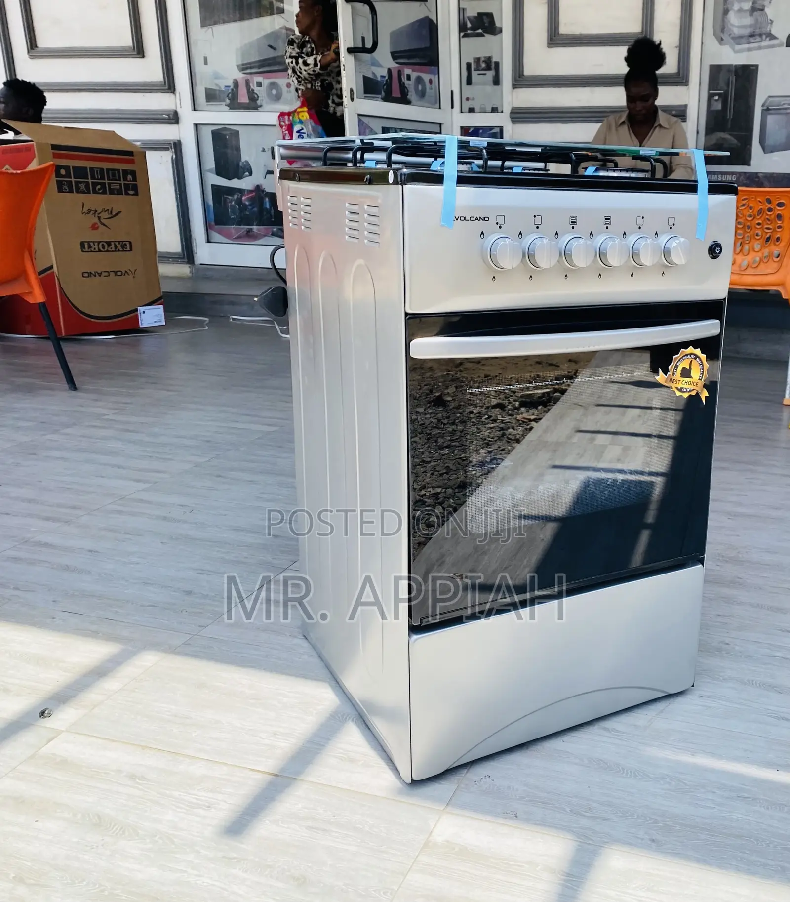 Oven and Grill 4 Gas Volcano Burner + Glass Lid(Gray).