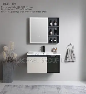 LED Bathroom Mirror With Basin and Cabinet