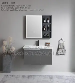 LED Bathroom Mirror With Basin and Cabinet