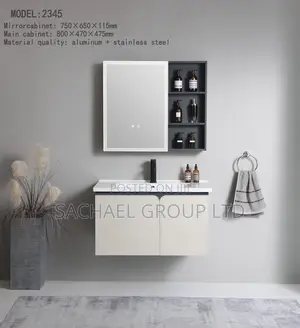 LED Bathroom Mirror With Basin and Cabinet