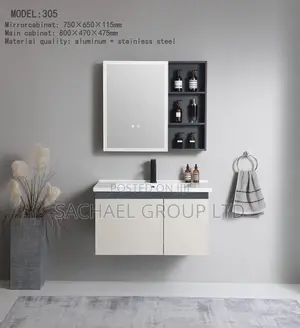 LED Bathroom Mirror With Basin and Cabinet