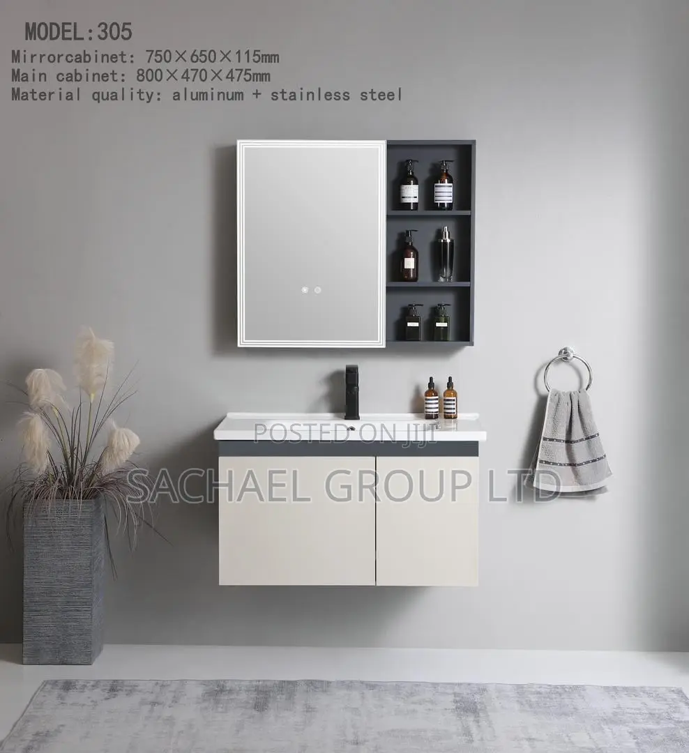 LED Bathroom Mirror With Basin and Cabinet