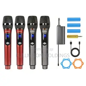 Bomge 4-Channel Dynamic Wireless Microphone System Red Grey