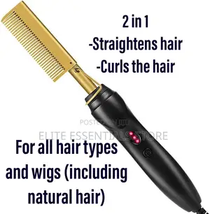 2 in 1 Hair Straightener Electric Hot Comb and Curler