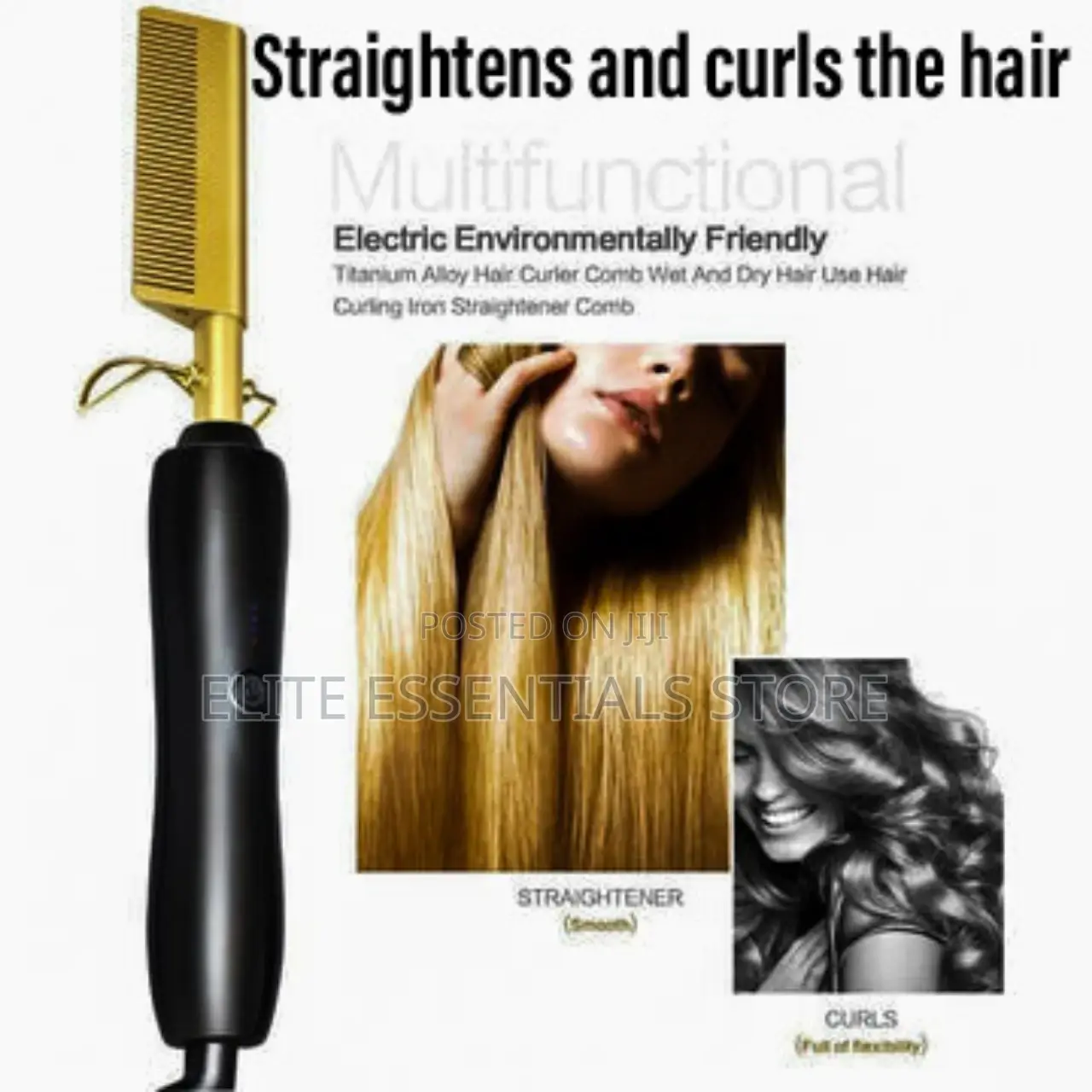 2 in 1 Hair Straightener Electric Hot Comb and Curler