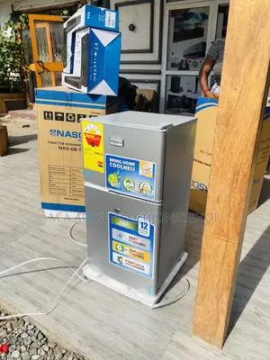 Fast Cooling Nasco Double Door Table Top Fridge(Silver).