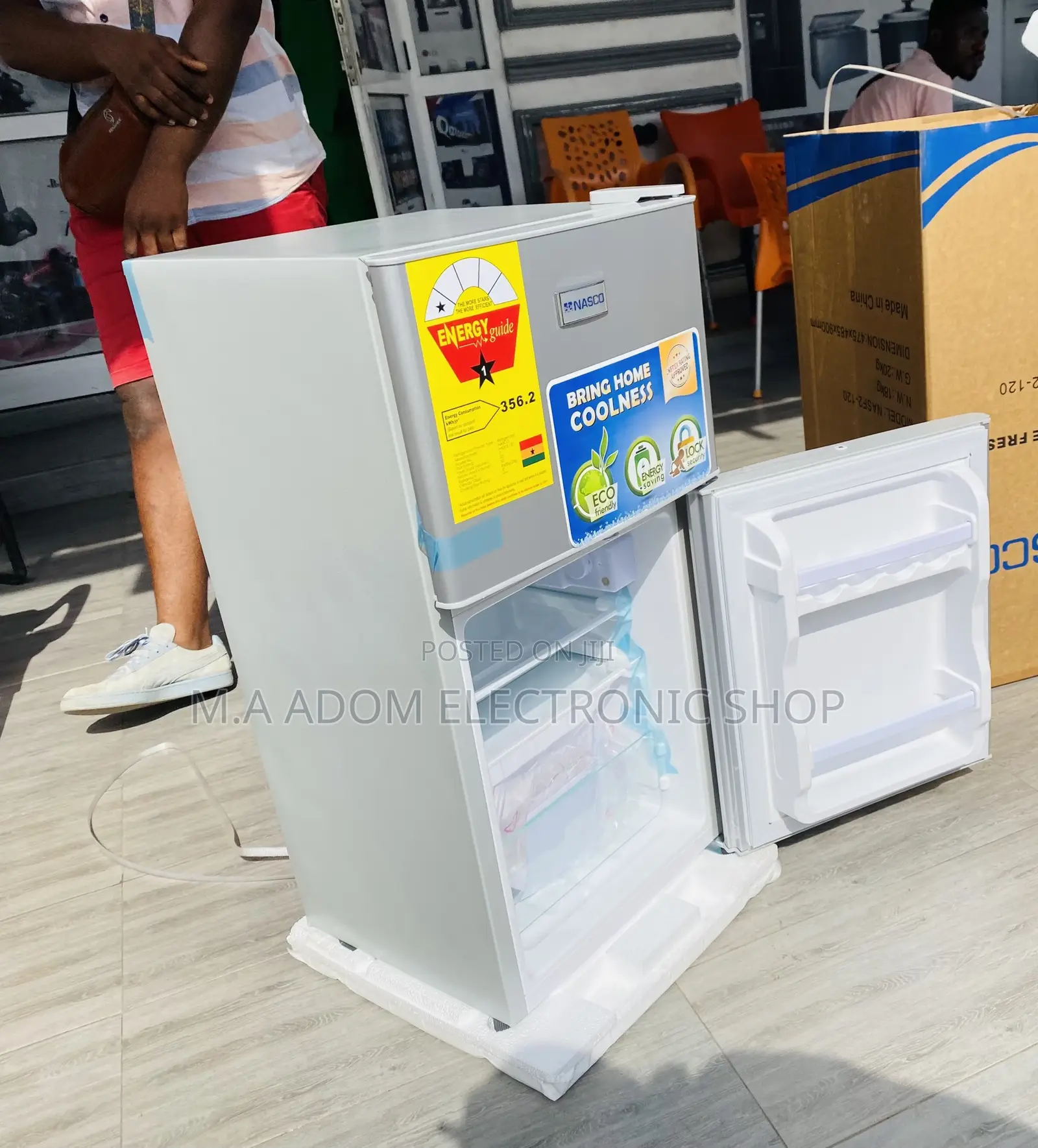Sealed in Box Nasco 2 Door Table Top Electric Fridge, Gray.