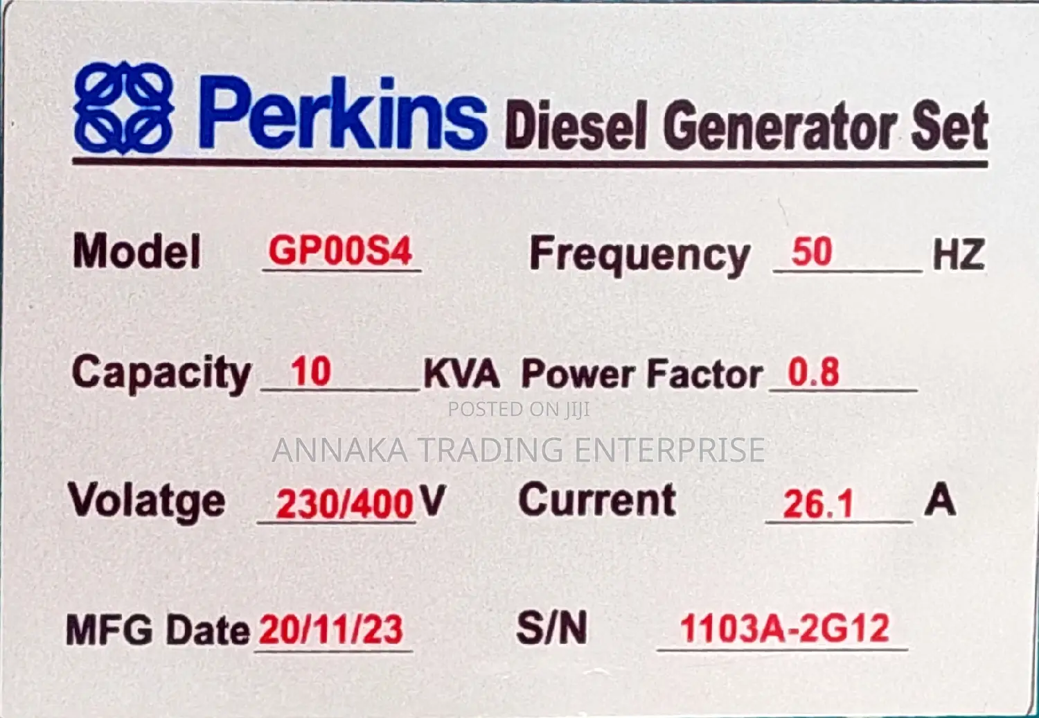 10 Kva Perkins Generator