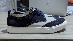Blue Suede Grey Brogue Sneakers Shoe