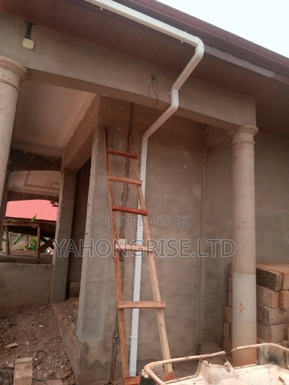 White PVC Gutter and Downspout