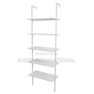Ktaxon 5-Shelf Industrial Wood Ladder Bookcase W/Metal Frame
