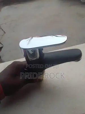 Black and Chrome Single Lifted Black and Chrome Basin Tap