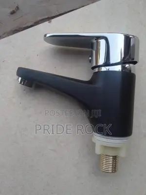 Black and Chrome Single Lifted Black and Chrome Basin Tap