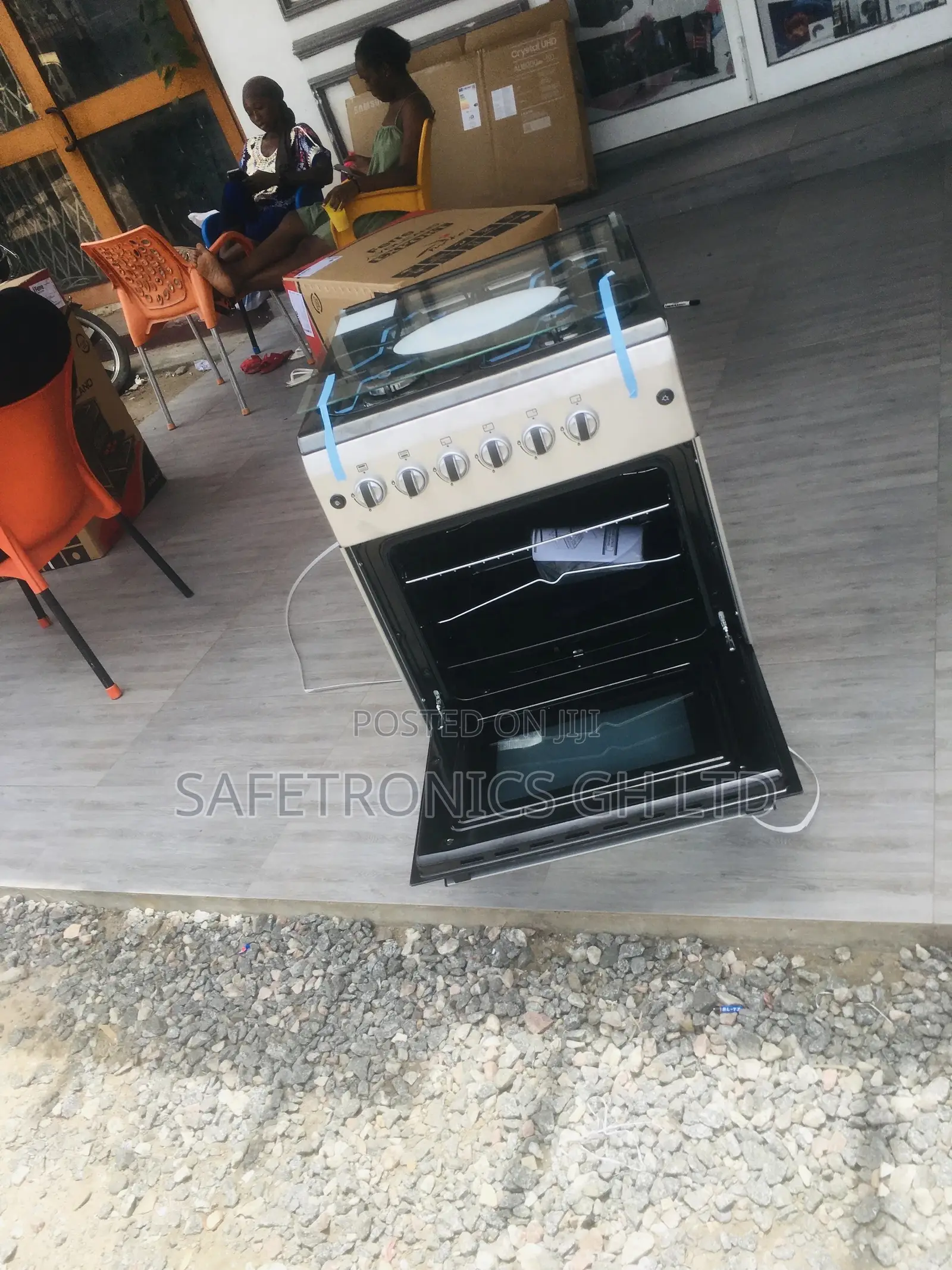 Gray Ferre 4 Gas Cooker Oven With Grill 60x60 Glass Lid
