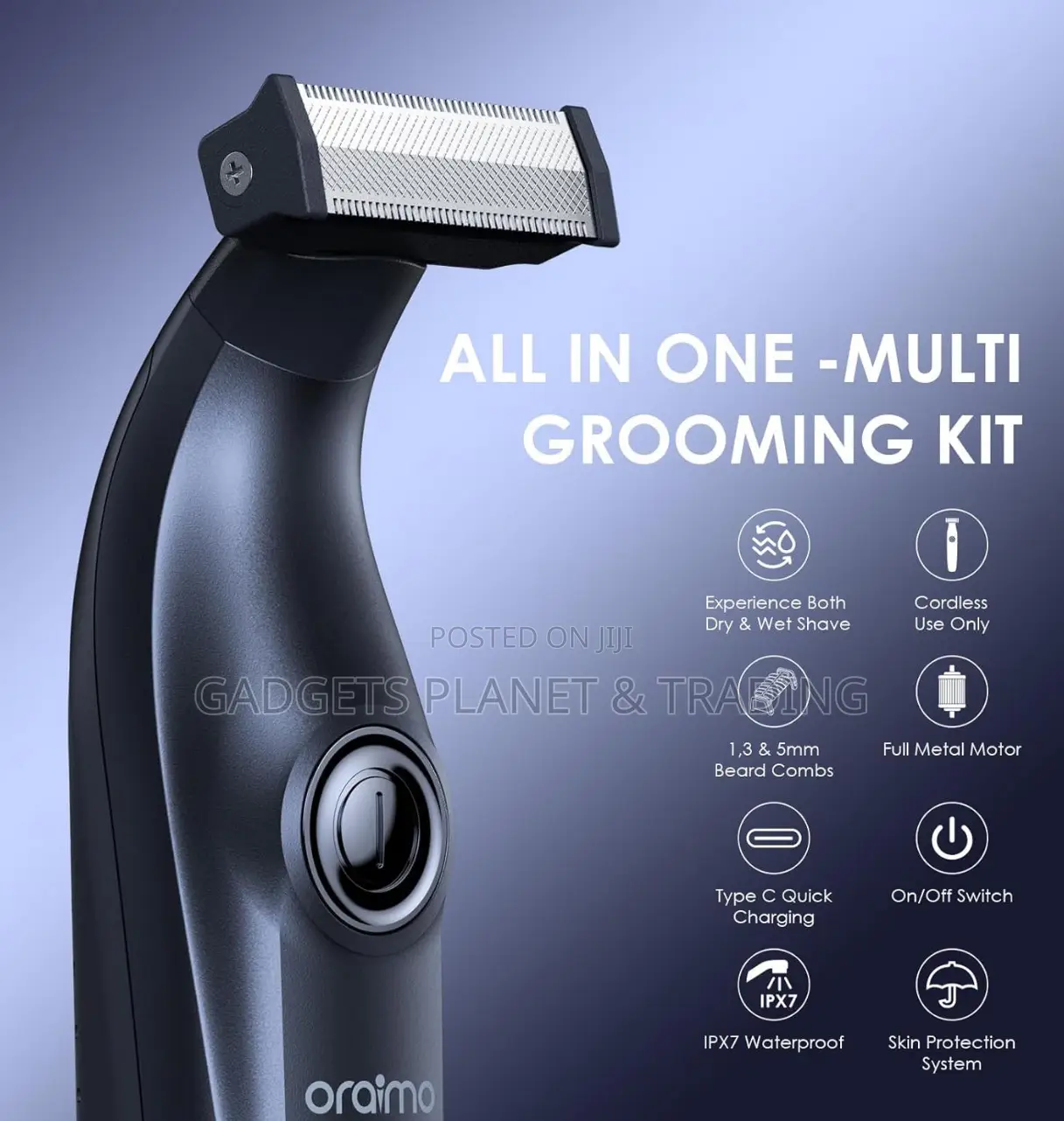 Oraimo Hybrid Electric Razor and Beard Trimmer With 2 Blades