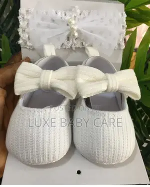 Infant Baby Girls Non Slip Walking Shoes With Hair Band
