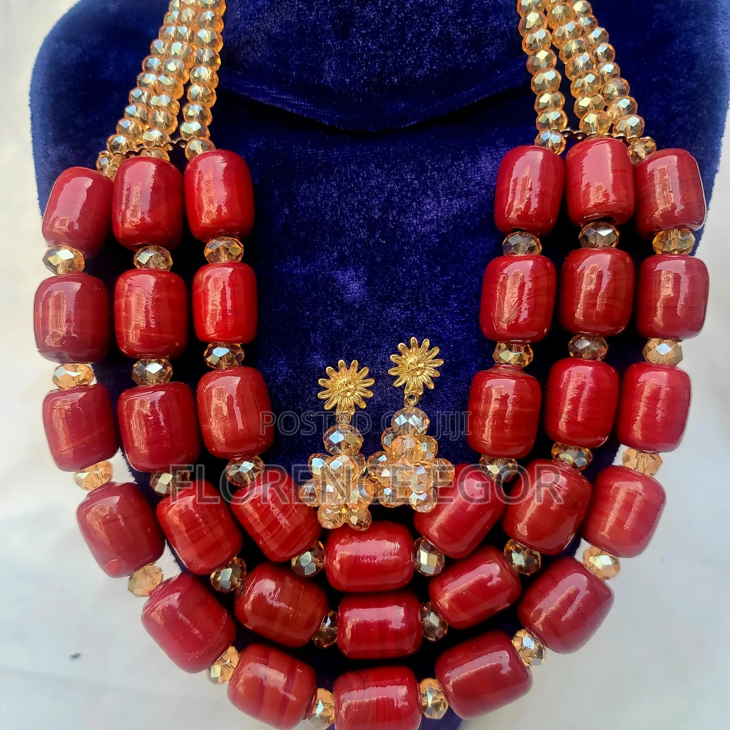 Glass Gold Beaded Jewelry Set