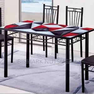 4 Chairs Glass Dining Table