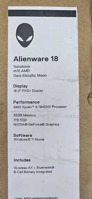 New Laptop Dell Allienware M18 R1 32GB AMD Ryzen SSD 1T
