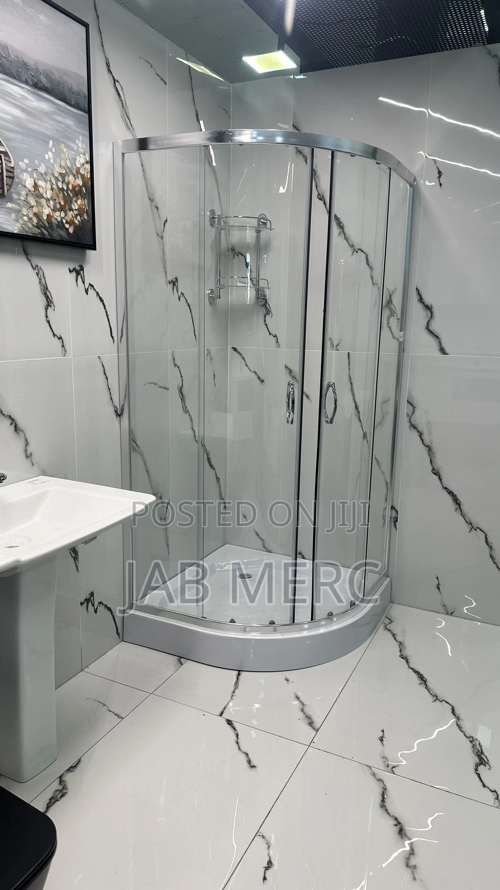 90x90cm Bathroom Shower Cubicle Cabin Glass Door With Base