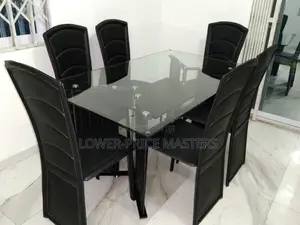 German 6 Chair Glass Dining Table Set