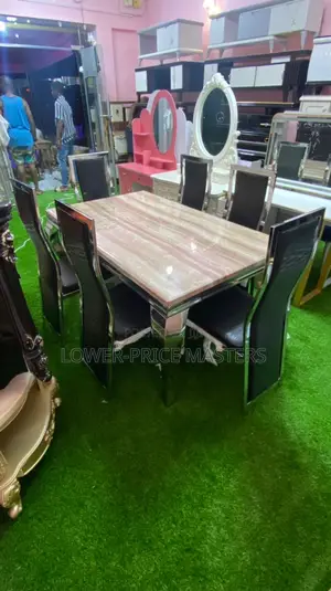 Quality 6 Chair Marble Dining Table Set