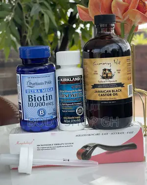 Beard Growth Combo Pack- Kirkland + Roller + Biotin + Castor