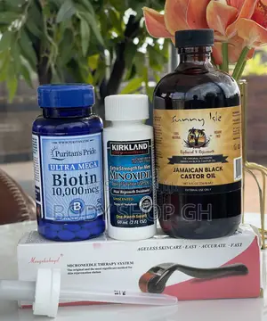 Kirkland Minoxidil + Derma Roller + Biotin + Castor Oil Pack