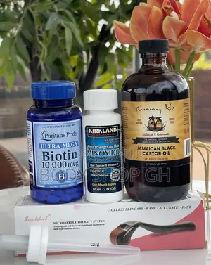 Biotin + Kirkland Minoxidil + Derma Roller + Castor Oil Pack
