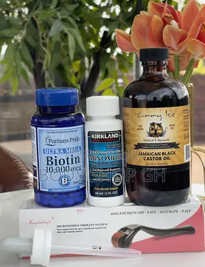 Castor Oil + Kirkland Minoxidil + Roller + Biotin Beard KIT