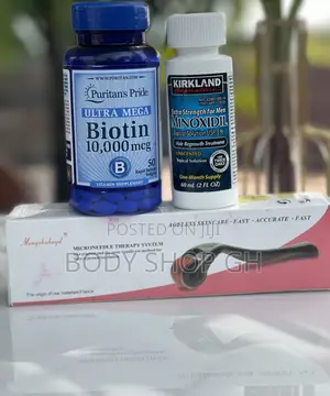 Hairline and Beard Growth KIT - Minoxidil + Biotin + Roller