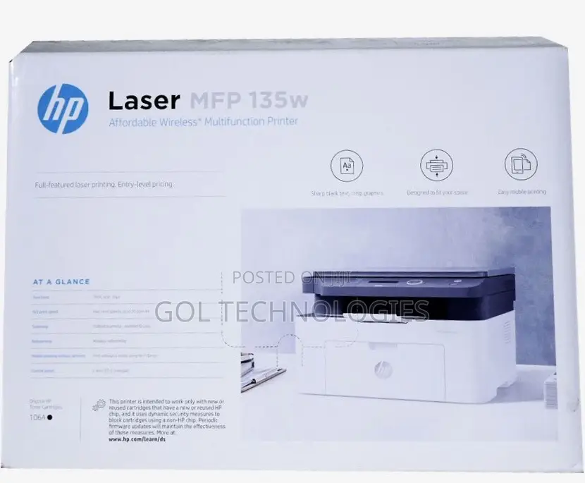 Hp MFP 135w Laser Printer Multifunction 3 in 1 Wireless
