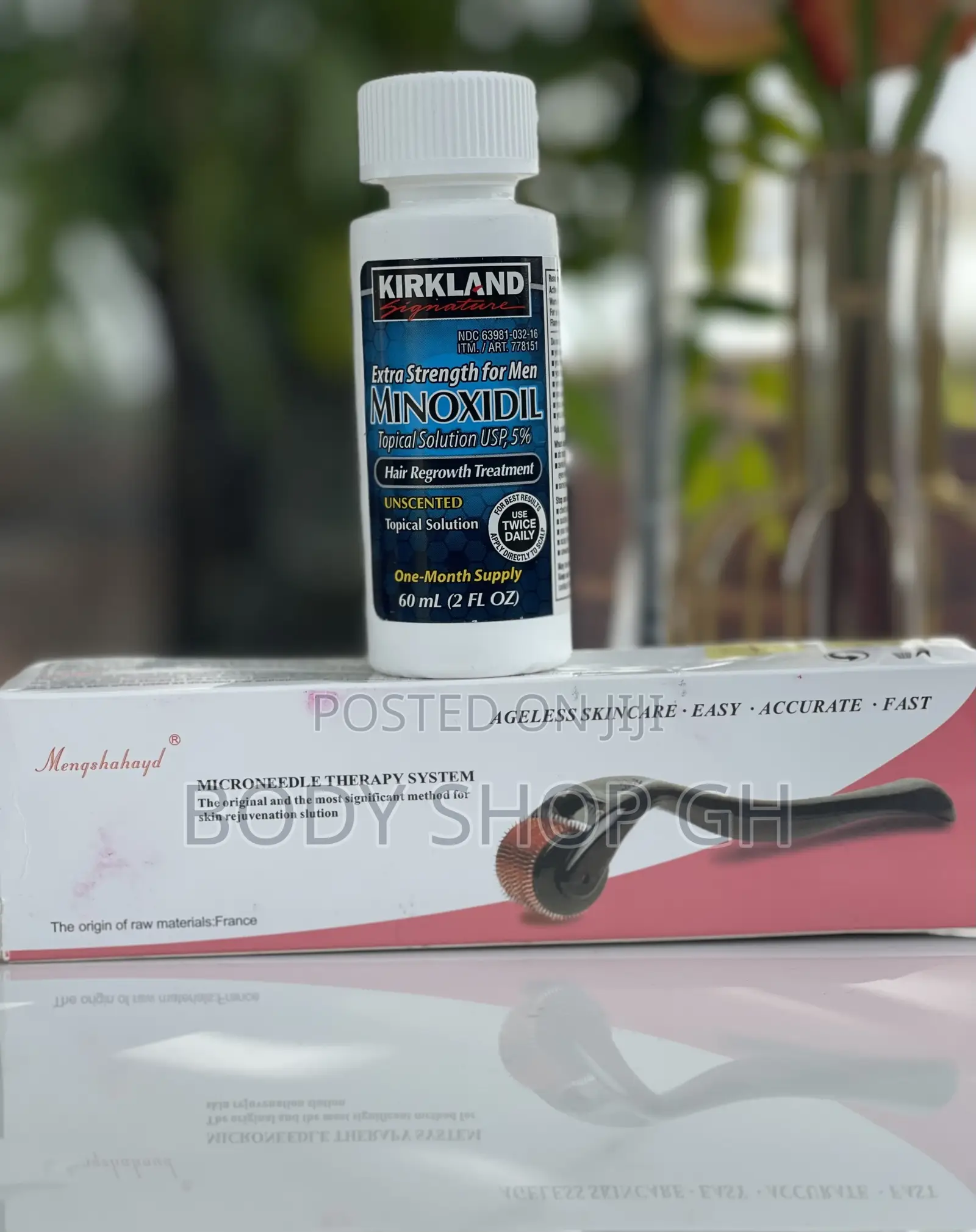 Beard and Hair Regrowth Pack - Kirkland Minoxidil + Roller