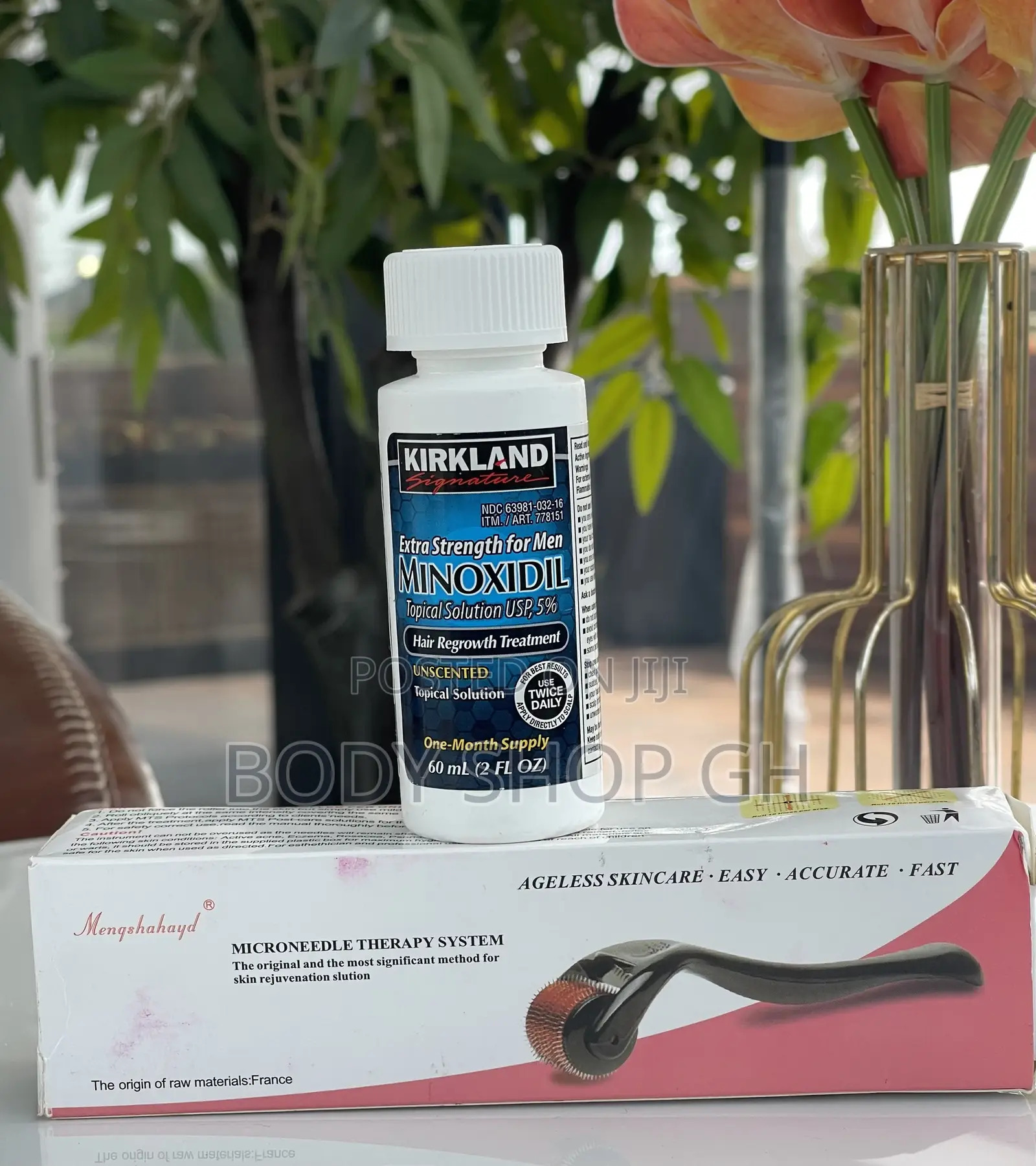 Undiluted Kirkland Minoxidil + Derma Roller for Hairline