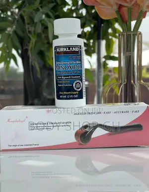 Undiluted Kirkland Minoxidil + Derma Roller for Beard Growth