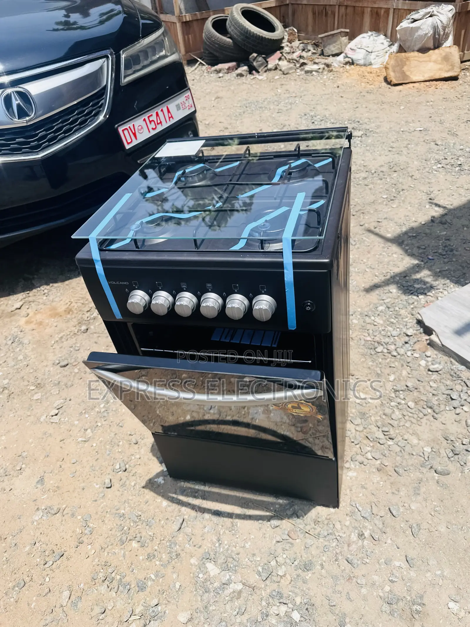 Black Shining Gas Cooker Oven Grill 4burner 50/50