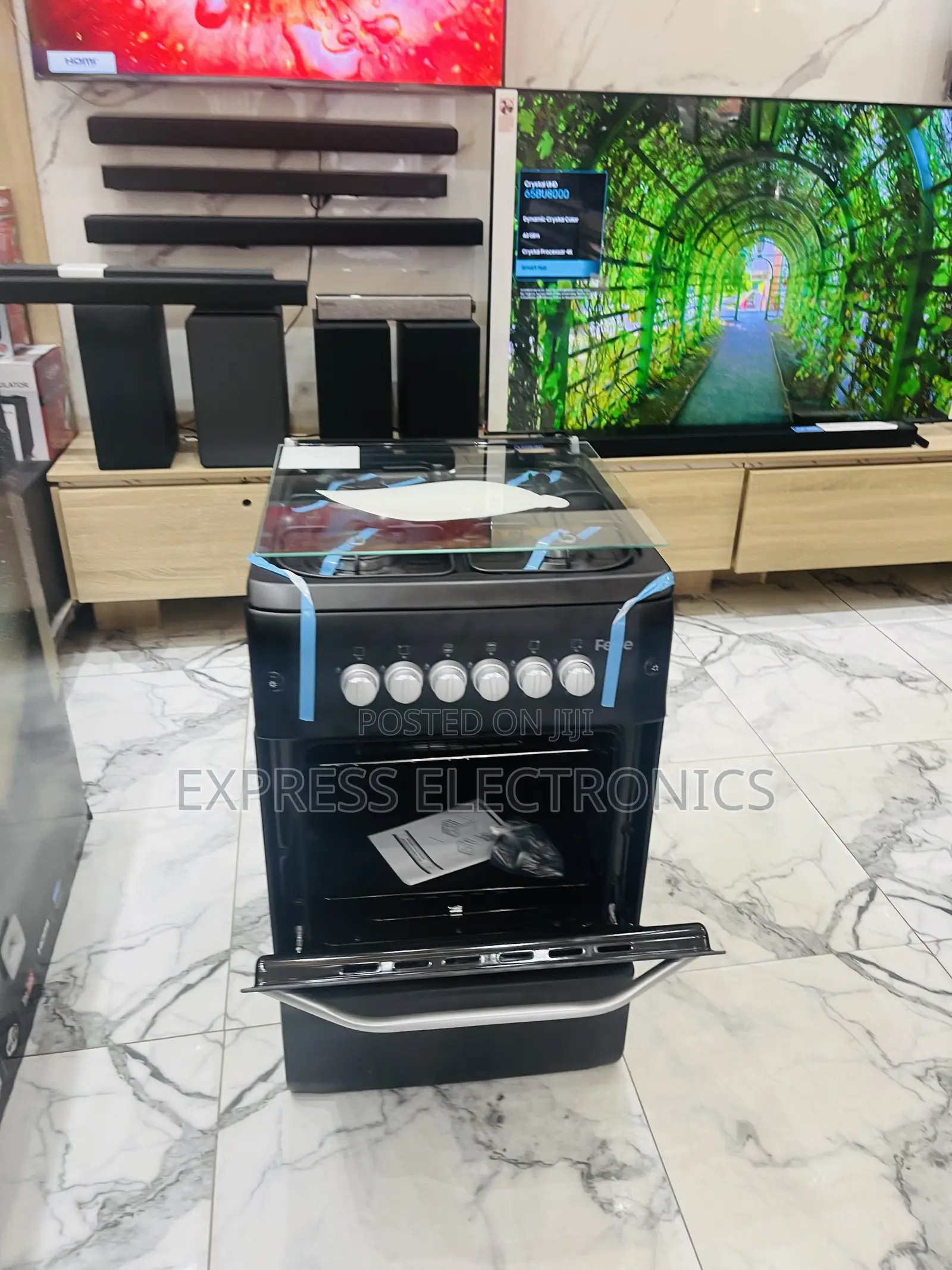 High Quality Sleek Design 4burner Black 50/55 Oven Grill