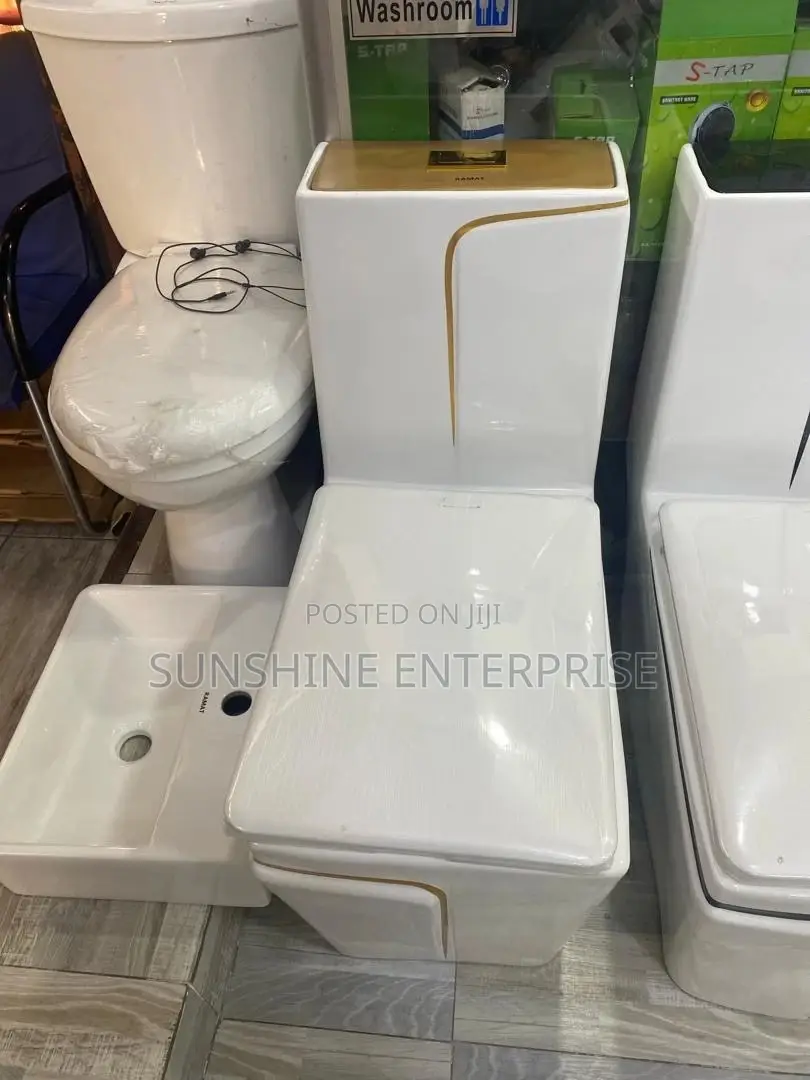 Luxury White And Gold Water Closet