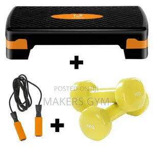 Aerobic Step Exercise Stepper Cardio + Jump Rope+1kg Dumbbel