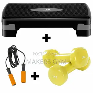 Aerobic Step Exercise Stepper Cardio + Jump Rope+1kg Dumbbel