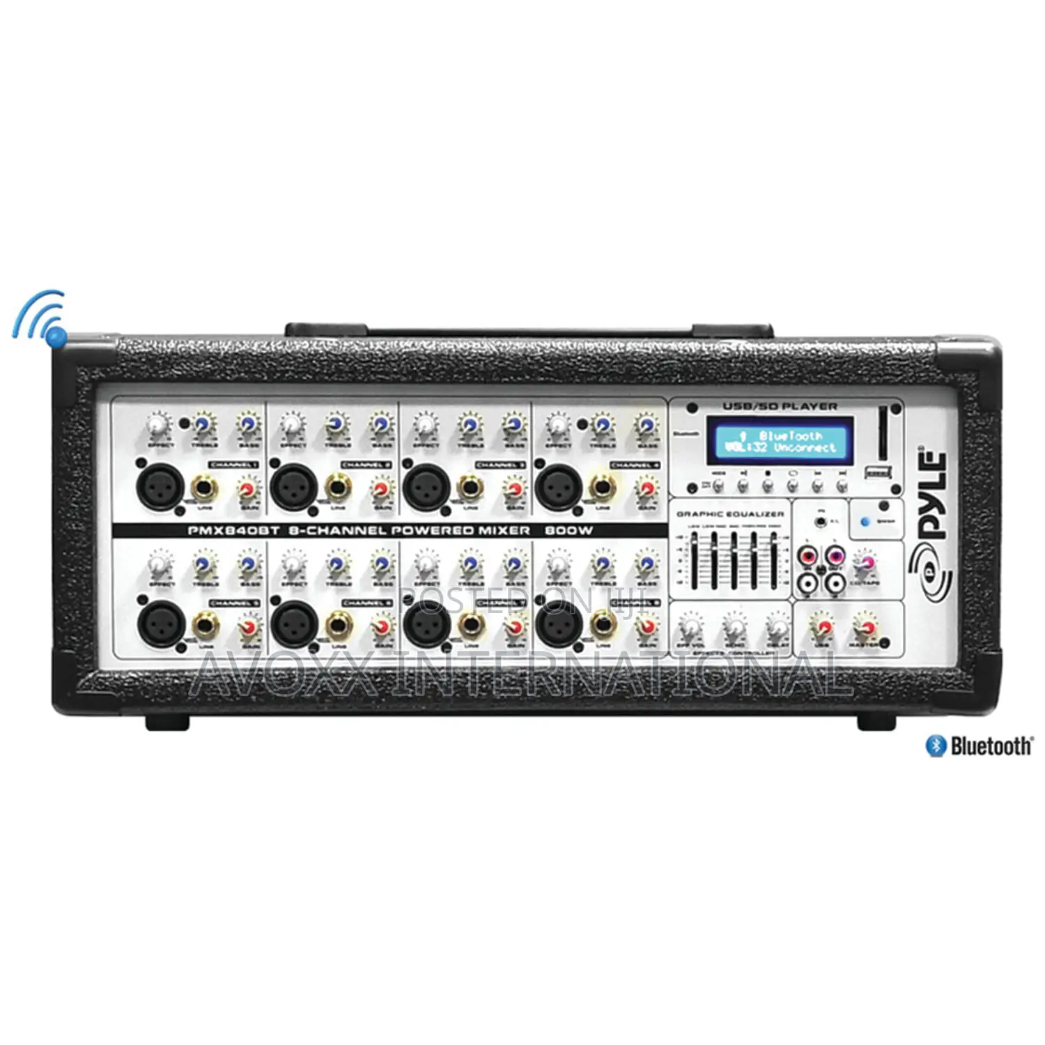 Pyle 8-ch.Bluetooth Stage Powered Mixerpro Audio Sound Mixer