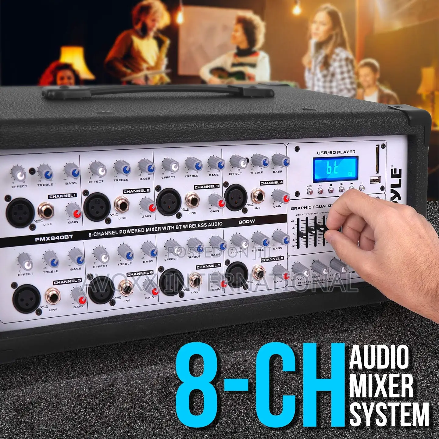Pyle 8-ch.Bluetooth Stage Powered Mixerpro Audio Sound Mixer