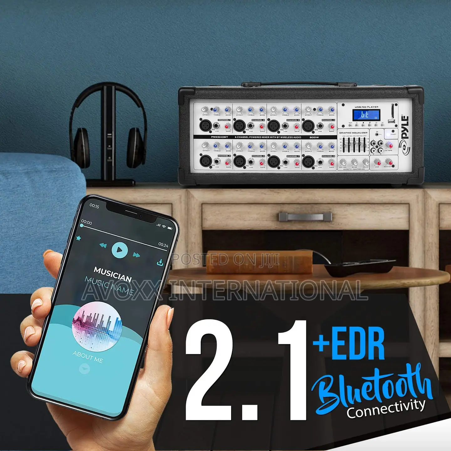 Pyle 8-ch.Bluetooth Stage Powered Mixerpro Audio Sound Mixer