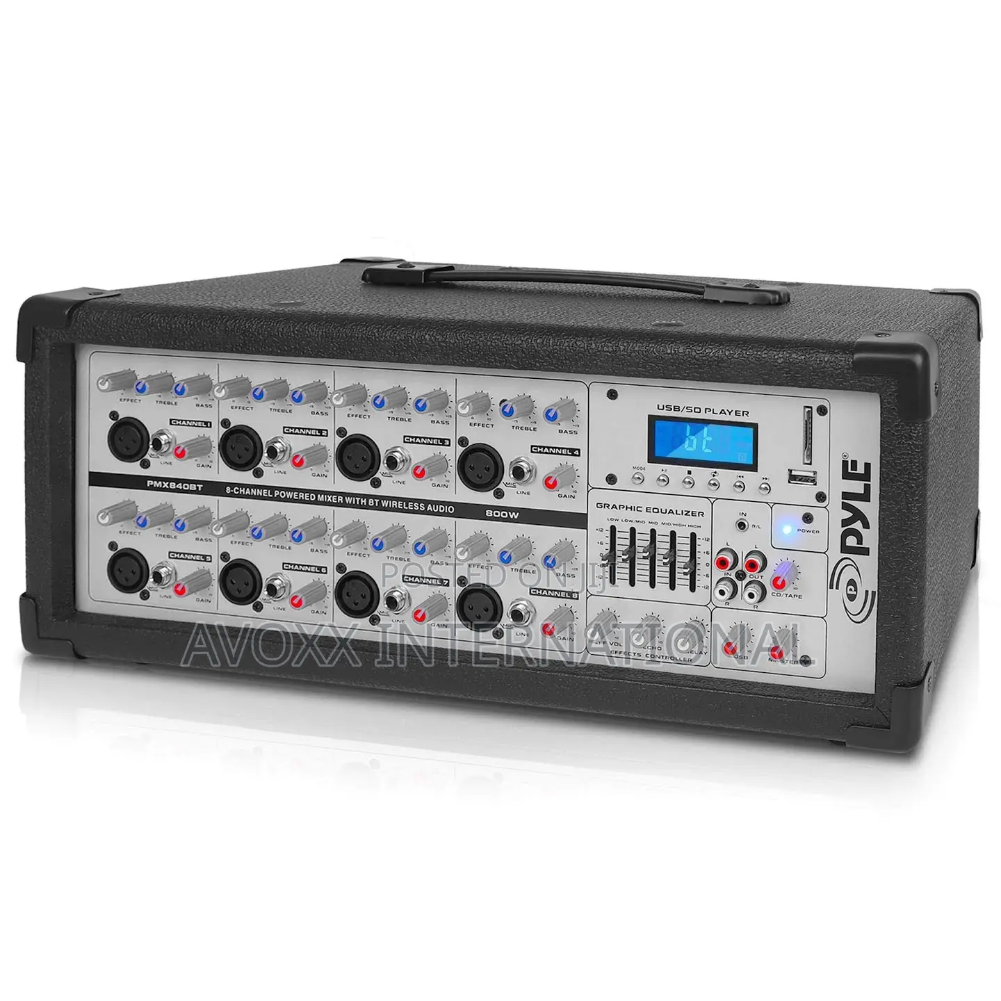 Pyle 8-ch.Bluetooth Stage Powered Mixerpro Audio Sound Mixer