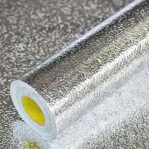 Kitchen Waterproof Fireproof Aluminum Foil Wallpaper Sticker 16.4 Feet