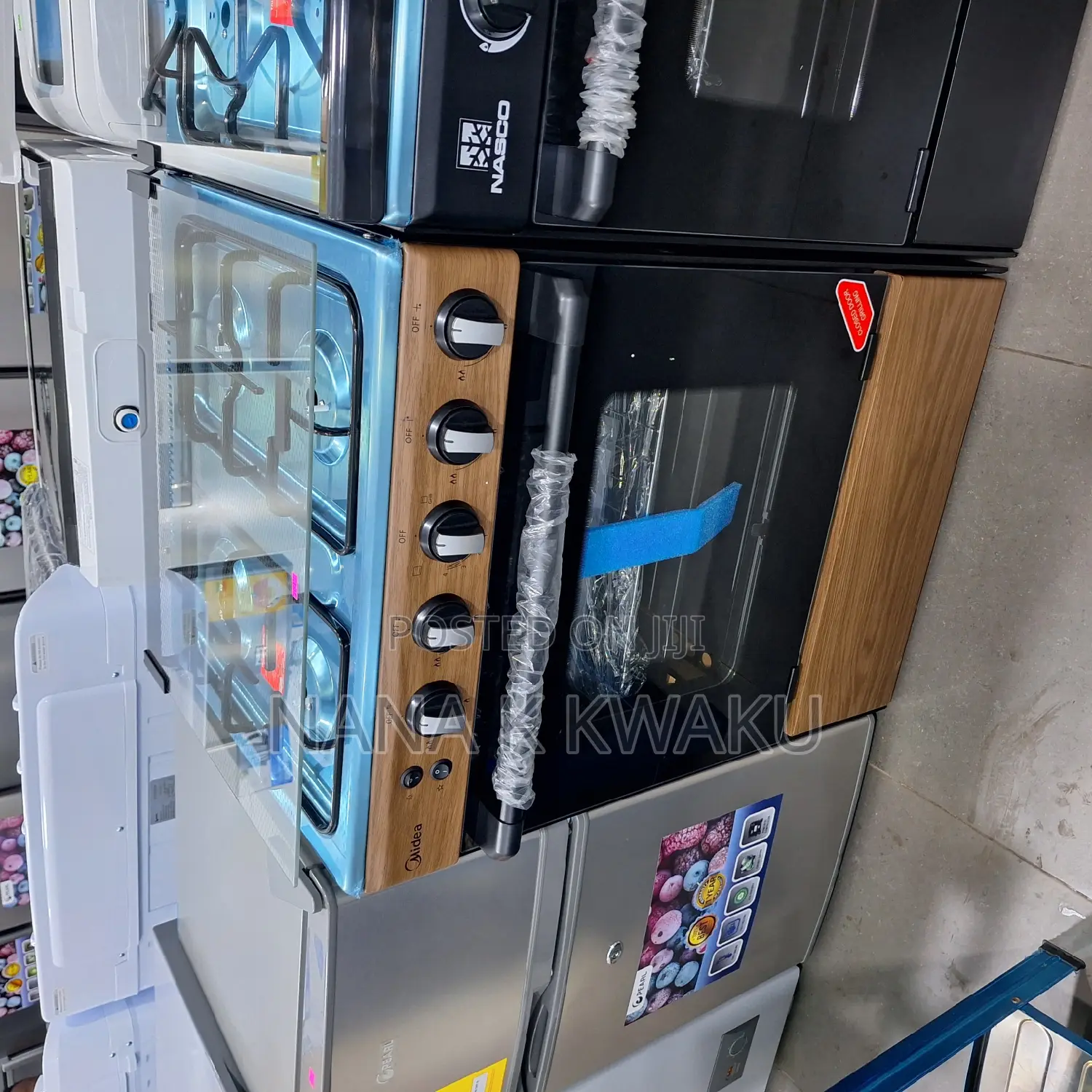 Wood Colour Midea 4 Burner Gas Cooker With Oven Grill
