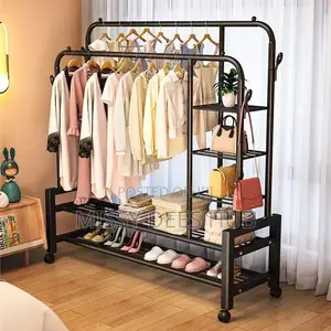 Double Pole Hanger With Shelves
