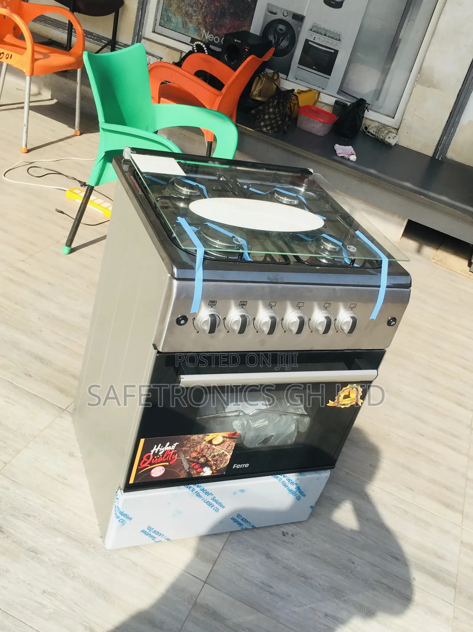 Gray 60x60 Oven With Grill 4 Gas Cooker Ferre