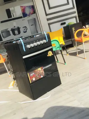 Glass Lid Black 4 Gas Cooker Oven With Grill 50x50 Volcano